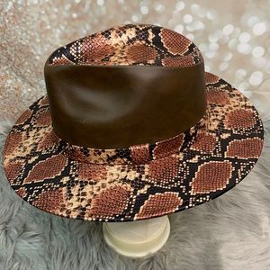 Brown faux leather hat